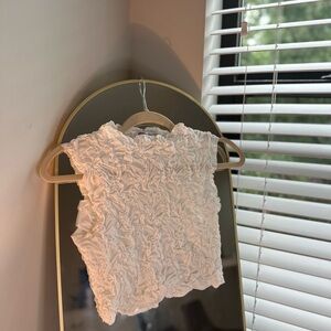 Zara White Ruffled Tank Top